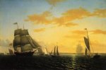 New Bedford Harbor at Sunset - William Bradford Oil Painting