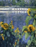 Sunflowers on the Banks of the Seine - Gustave Caillebotte Oil Painting