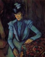 Seated Woman in Blue - Paul Cezanne Oil Painting
