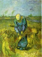 Peasant Woman Binding Sheaves (after Milleet) - Oil Painting Reproduction On Canvas