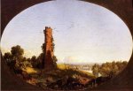 New England Landscape with Ruined Chimney - Canvas Frederic Edwin Church Oil Painting