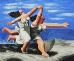 Two Women Running On The Beach - Oil Painting Reproduction On Canvas