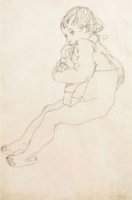 Sitting Child - Egon Schiele Oil Painting