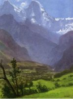 Twin Peaks, Rockies - Albert Bierstadt Oil Painting