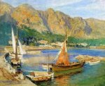 Sailboats, South of France - Frederick Arthur Bridgeman Oil Painting