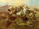 Indian Fight 1 - Charles Marion Russell Oil Painting