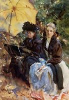 Miss Wedewood and Miss Sargent Sketching - Oil Painting Reproduction On Canvas
