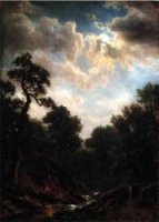 Moonlit Landscape VI - Albert Bierstadt Oil Painting