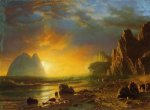 Sunset on the Coast - Albert Bierstadt Oil Painting