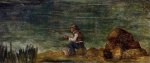 Fisherman on the Rocks - Paul Cezanne Oil Painting