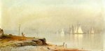 Harbor Scene and White Sails - Alfred Thompson Bricher Oil Painting