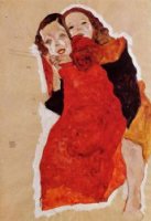 Two Girls - Egon Schiele Oil Painting