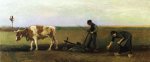 Ploughman with Woman Planting Potatoes - Vincent Van Gogh Oil Painting
