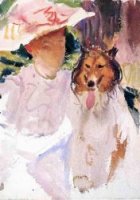 Woman with Collie - Oil Painting Reproduction On Canvas
