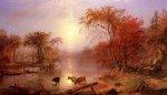 Indian Summer-Hudson River - Albert Bierstadt Oil Painting