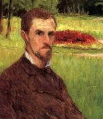 Self-Portrait in the Park at Yerres - Gustave Caillebotte Oil Painting