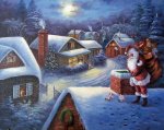 Santa Claus Bring Gifts - Oil Painting Reproduction On Canvas