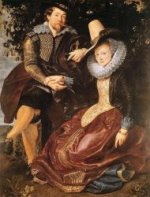 The Artist and His First Wife, Isabella Brant, in the Honeysuckle Bower II - Peter Paul Rubens oil painting