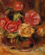 Roses in a Vase 2 - Pierre Auguste Renoir Oil Painting