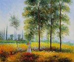 Under the Poplars, Sunlight Effect - Claude Monet Oil Painting