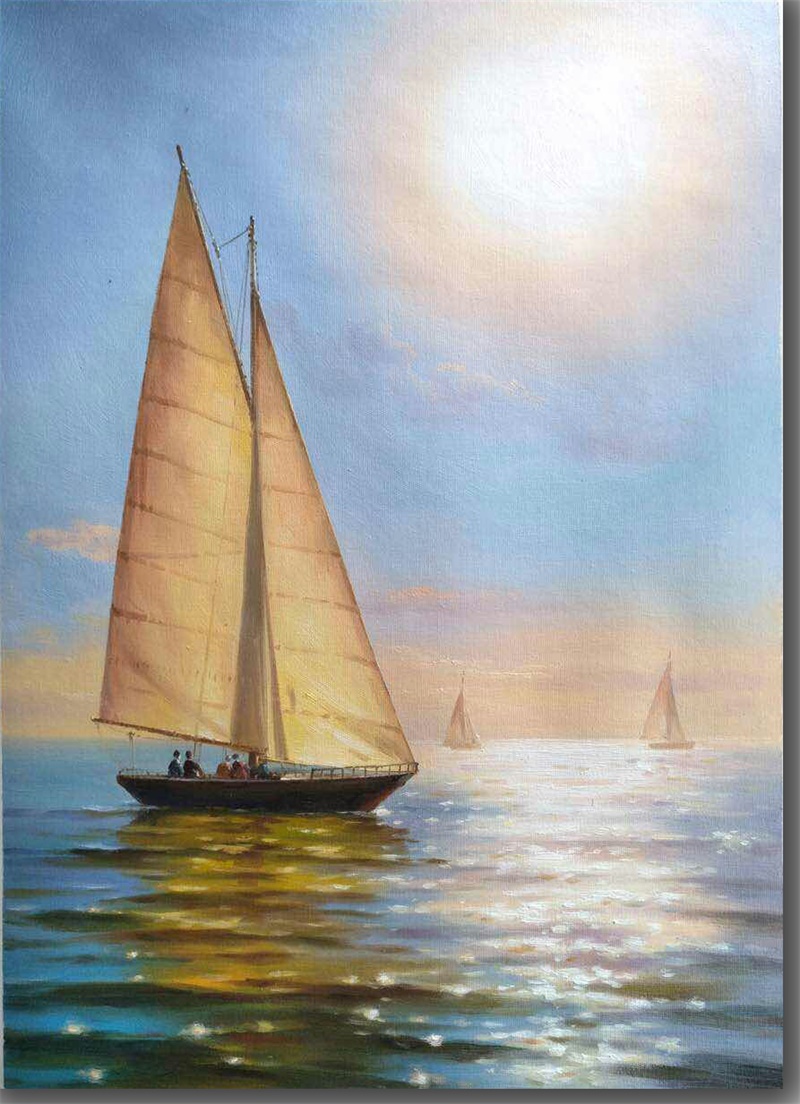 Shipping boat in sunshine – Oil Paintings for sale