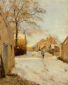 A Village Street in Winter, - Alfred Sisley Oil Painting