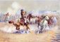 Navajo Wild Horse Hunters -   Charles Marion Russell Oil Painting