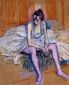 Seated Dancer in Pink Tights - Henri De Toulouse-Lautrec Oil Painting