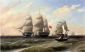 Ships at Sea - Thomas Birch Oil Painting