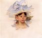 Sketch of 'Ellen Mary Cassatt in a Big Blue Hat' - Mary Cassatt Oil Painting