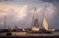 A Schooner with a View of Boston - Robert Salmon Oil Painting