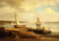 View on the Delaware - Thomas Birch Oil Painting