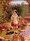 Crossing the Brook - John George Brown Oil Painting
