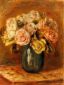 Roses in a Blue Vase II - Pierre Auguste Renoir Oil Painting