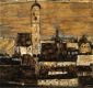 Stein on the Danube, Seen from the Kreuzberg (large version) - Egon Schiele Oil Painting