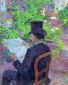 Desire Dehau Reading a Newspaper in the Garden - Henri De Toulouse-Lautrec Oil Painting