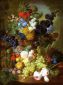 Still Life of Flowers, Fruit and Bird's Nest on a Marble Ledge - Jan Van Os Oil Painting
