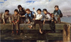 A Thrilling Moment -   John George Brown Oil Painting