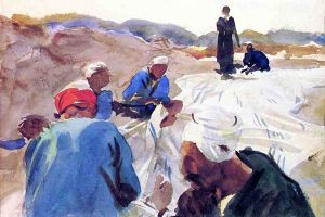 Mending a Sail -  John Singer Sargent Oil Painting