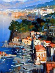 Mediterranean Scenery Houses on the Coast - Oil Painting Reproduction On Canvas
