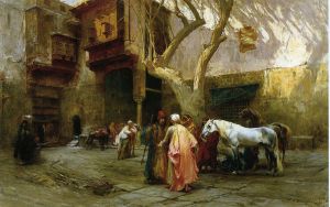 Horse Market at Cairo - Frederick Arthur Bridgeman oil painting