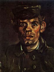 Head of a Young Peasant in a Peaked Cap - Vincent Van Gogh Oil Painting