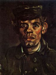 Head of a Young Peasant in a Peaked Cap -  Vincent Van Gogh Oil Painting