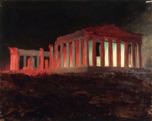 Parthenon, Athens, from the Northwest (Illuminated Night View) -  Frederic Edwin Church Oil Painting