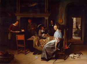 The Cardplayers - Jan Steen oil painting