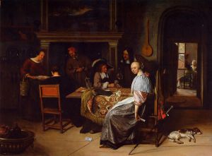 The Cardplayers -   Jan Steen oil painting