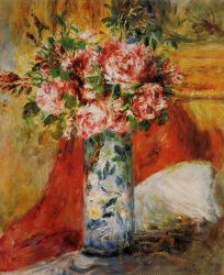 Roses in a Vase 4 - Pierre Auguste Renoir Oil Painting