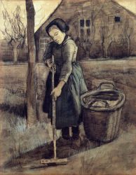 A Girl Raking - Oil Painting Reproduction On Canvas