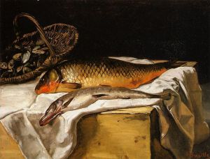 Still Life with Fish - Jean Frederic Bazille Oil Painting,