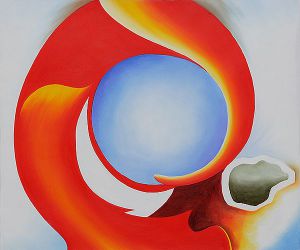 Goat\'s Horn with Red -  Georgia O\'Keeffe Oil Painting